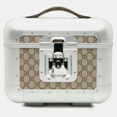 Pre-owned Gucci Grey Gg Supreme Porter Beauty Case In Gray