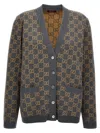 Gucci Monogrammed Intarsia Button-up Cardigan In Grey