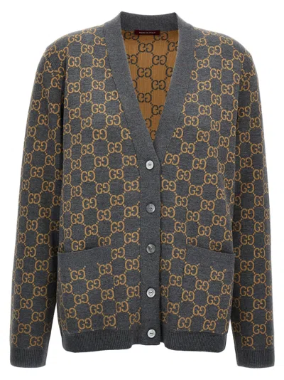 GUCCI GREY GG WOOL CARDIGAN