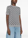 Gucci Reversible Gg Wool Jacquard Top In Gray