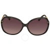 GUCCI GUCCI GREY GRADIENT BUTTERFLY LADIES SUNGLASSES GG0076S 002 60