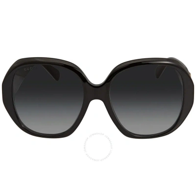 Gucci Grey Gradient Butterfly Ladies Sunglasses Gg0796s 001 56 In Black