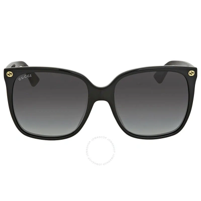 Gucci Grey Gradient Cat Eye Ladies Sunglasses Gg0022s 001 57 In Black / Grey