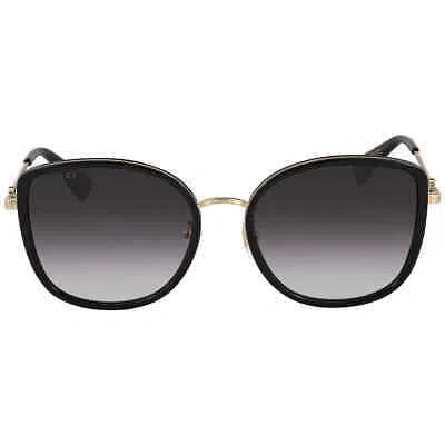 Pre-owned Gucci Grey Gradient Cat Eye Ladies Sunglasses Gg0606sk 001 56 Gg0606sk 001 56 In Gray