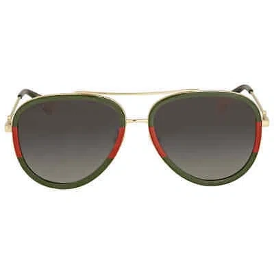 Pre-owned Gucci Grey Gradient Pilot Unisex Sunglasses Gg0062s 003 57 Gg0062s 003 57 In Gray