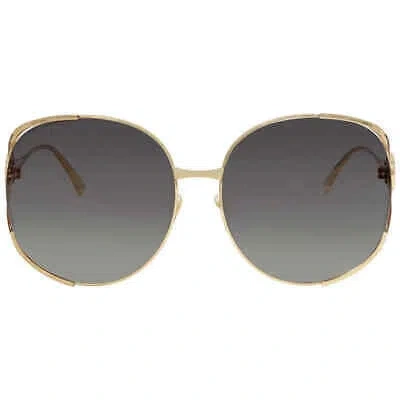 Pre-owned Gucci Grey Gradient Square Ladies Sunglasses Gg0225s 001 63 Gg0225s 001 63 In Gray