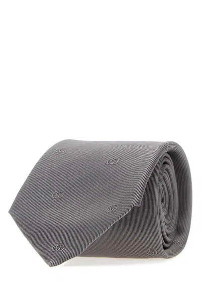 Gucci Grey Jacquard Tie In White