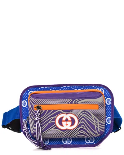 Gucci Grey Jersey Gg Canvas All Over Sporty Belt Bag (authentic Pre-loved) In Blue