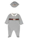 Gucci Grey Jumpsuit And Hat Set In Cotton Baby In Grey