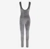 Gucci Women Stretch Chenille Jumpsuit With All-over Crystals In Gray