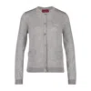 Gucci Grey Cardigan With Round Neck And Logo Lettering Embroidery On The Front In Cashmere And Silk Woman In Gray
