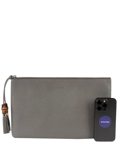 Gucci Grey Leather Bamboo Tassel Clutch In Gray