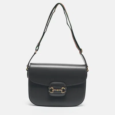 Pre-owned Gucci Grey Leather Horsebit 1955 Shoulder Bag In Gray