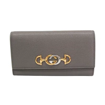 Pre-owned Gucci Grey Leather Wallet  ()