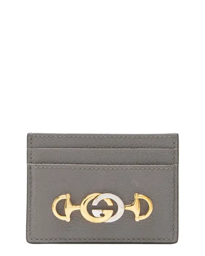 Pre-owned Gucci Grey Leather Zumi Card Case (authentic Pre-loved)