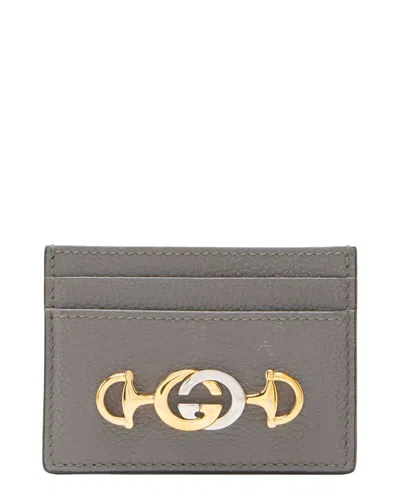 Pre-owned Gucci Grey Leather Zumi Card Case (authentic Pre-loved)