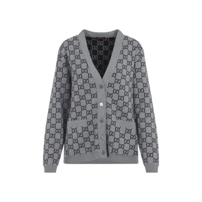 GUCCI GREY LOGO CARDIGAN