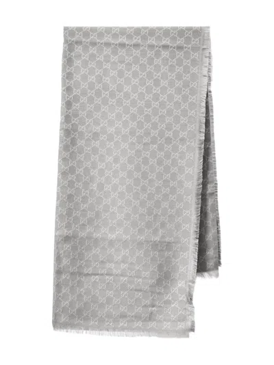 GUCCI GREY LOGO SCARF