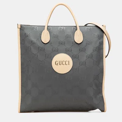 Pre-owned Gucci Grey Medium Gg Nylon Off The Grid Convertible Tote In Gray