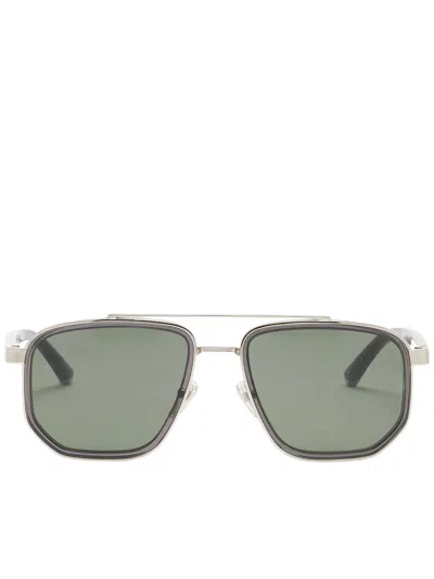 Gucci Grey Metal Glasses In Green