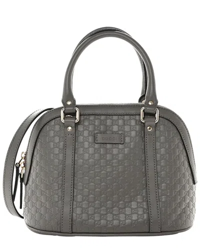 Gucci Grey Microssima Leather Mini Dome Crossbody (authentic Pre-loved)