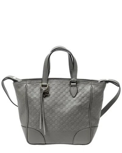 Pre-owned Gucci Grey Microssima Small Bree Tote (authentic Pre-loved)