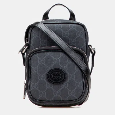 Pre-owned Gucci Grey Mini Gg Supreme Interlocking G Satchel In Gray