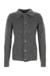 Gucci Men Grey Cardigan With Classic Collar And Brushed Effect In Mohair Blend Woman In Gray