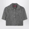Gucci Mohair-blend Polo Sweater In Gray