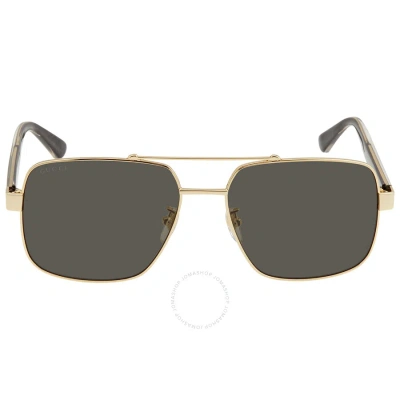 Gucci Grey Navigator Men's Sunglasses Gg0529s 001 60 In Gold