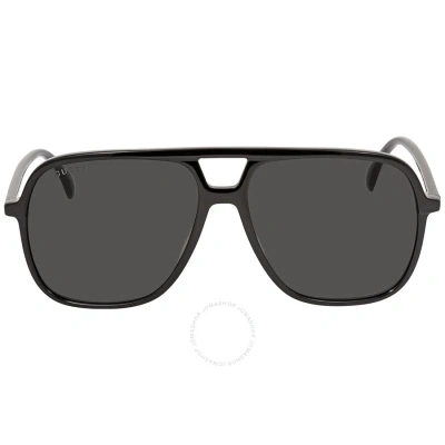 Gucci Grey Navigator Men's Sunglasses Gg0545s 001 58 In Black / Grey