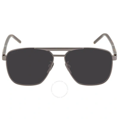 Gucci Grey Navigator Men's Sunglasses Gg1164s 001 58 In Black / Grey