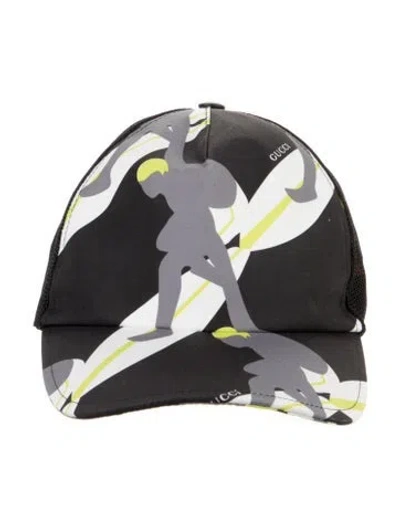 Pre-owned Gucci Grey Pattern Print  Baseball Hat. Designer Size Xl W/tags In Gray