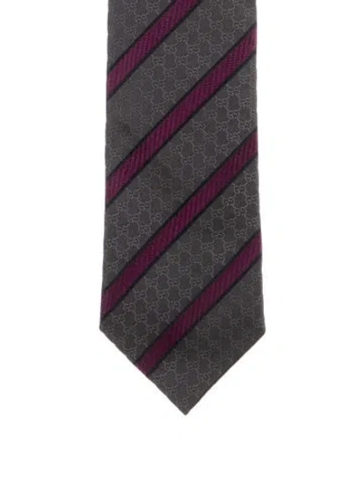 Pre-owned Gucci Grey Pattern Print  Tie In Gray