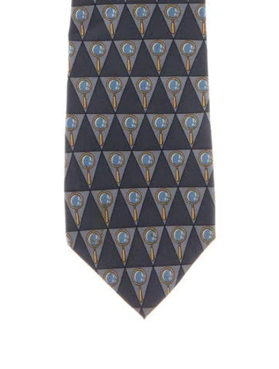 Pre-owned Gucci Grey Patterned Silk Tie In Gray