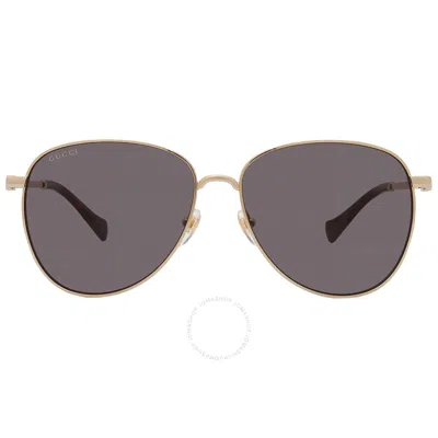 Gucci Grey Pilot Ladies Sunglasses Gg1419s 001 60 In Black