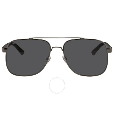 Gucci Grey Pilot Men's Sunglasses Gg0422s 001 60 In Grey / Ruthenium