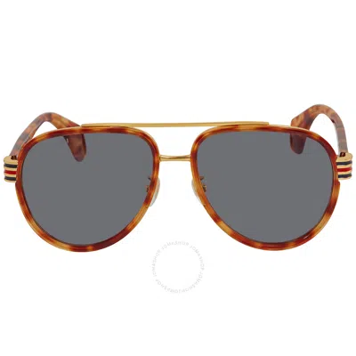 Gucci Grey Pilot Men's Sunglasses Gg0447s 005 58 In Brown