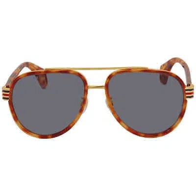 Pre-owned Gucci Grey Pilot Men's Sunglasses Gg0447s 005 58 Gg0447s 005 58 In Gray