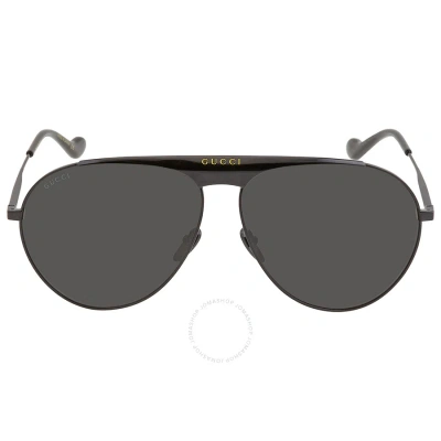 Gucci Grey Pilot Men's Sunglasses Gg0908s 004 65 In Black / Grey