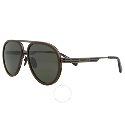 Gucci Grey Pilot Men's Sunglasses Gg0982s 001 59 In Black