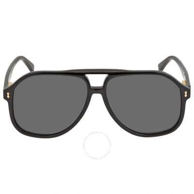 Gucci Grey Pilot Men's Sunglasses Gg1042s 001 60 In Black / Grey