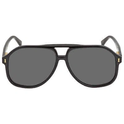Pre-owned Gucci Grey Pilot Men's Sunglasses Gg1042s 001 60 Gg1042s 001 60 In Gray