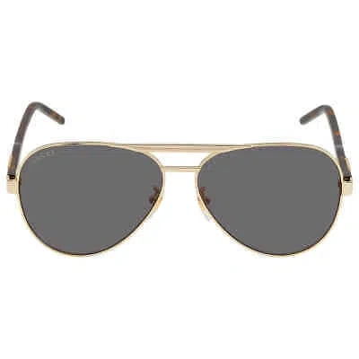 Pre-owned Gucci Grey Pilot Men's Sunglasses Gg1163s 001 60 Gg1163s 001 60 In Gray