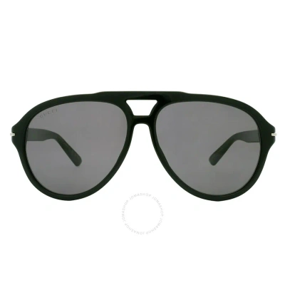 Gucci Grey Pilot Men's Sunglasses Gg1443s 001 58 In Black / Grey