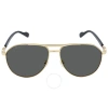 Gucci Grey Pilot Unisex Sunglasses Gg1220s 001 59 In Gold / Grey