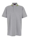 Gucci Grey Polo Shirt With Striped Collar And Tone-on-tone Embroidered Logo On The Front In Cotton M In Gray