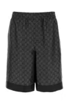 Gucci Black Silk Twill Printed Shorts In Black