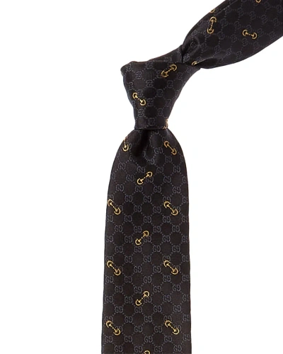 Gucci Grey Printed Silk Tie