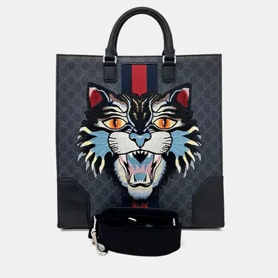 Pre-owned Gucci Grey Pvc Pvc Tote And Shoulder Bag In Gray